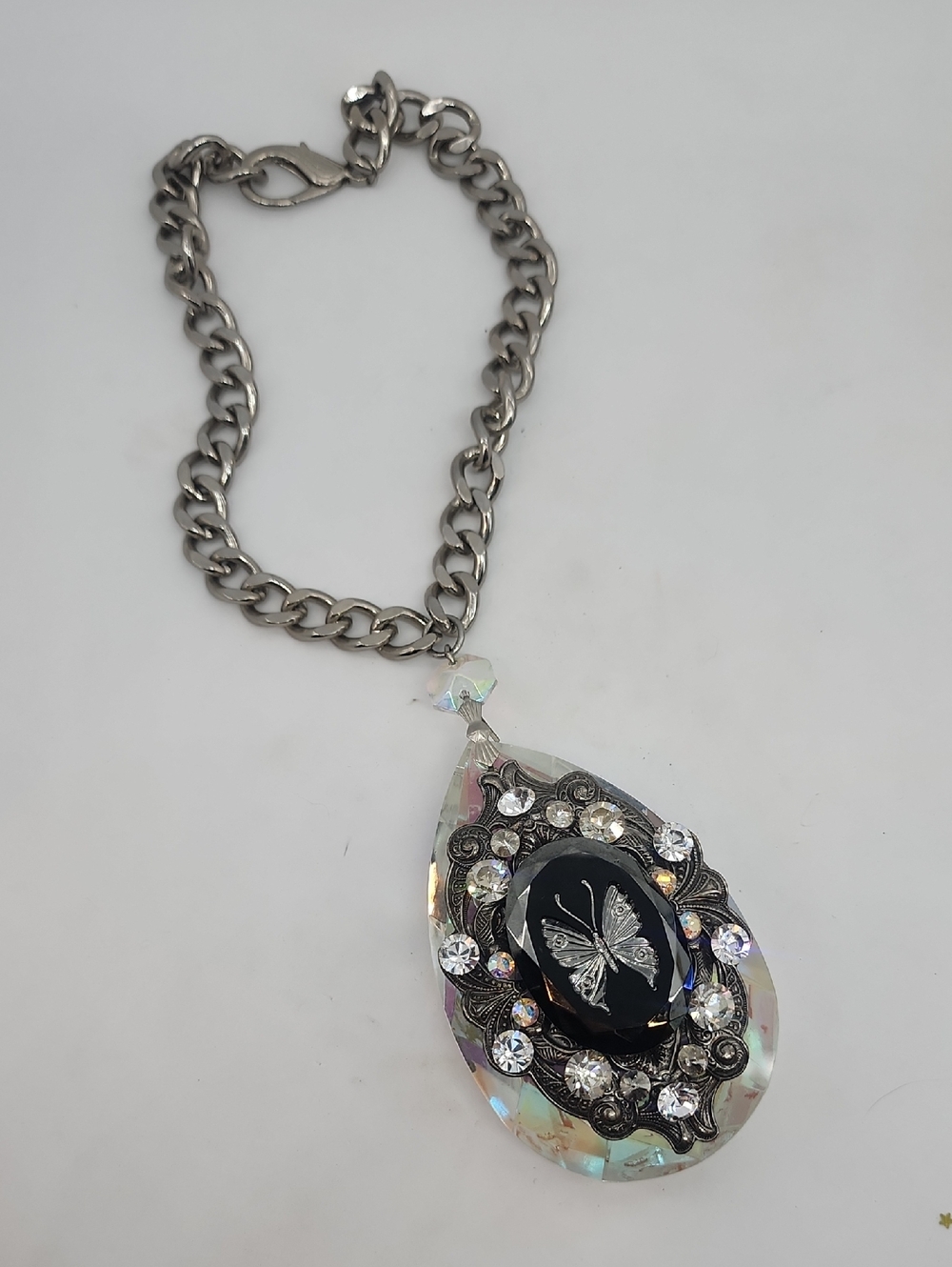 Gasoline Glamour BUTTERFLY CAMEO CRYSTAL DROP Necklace